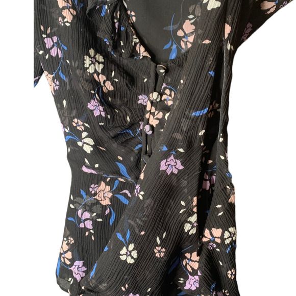Veronica Beard Ayia Silk Chiffon Blouse Black Floral 0 Feminine Top - Picture 7 of 10